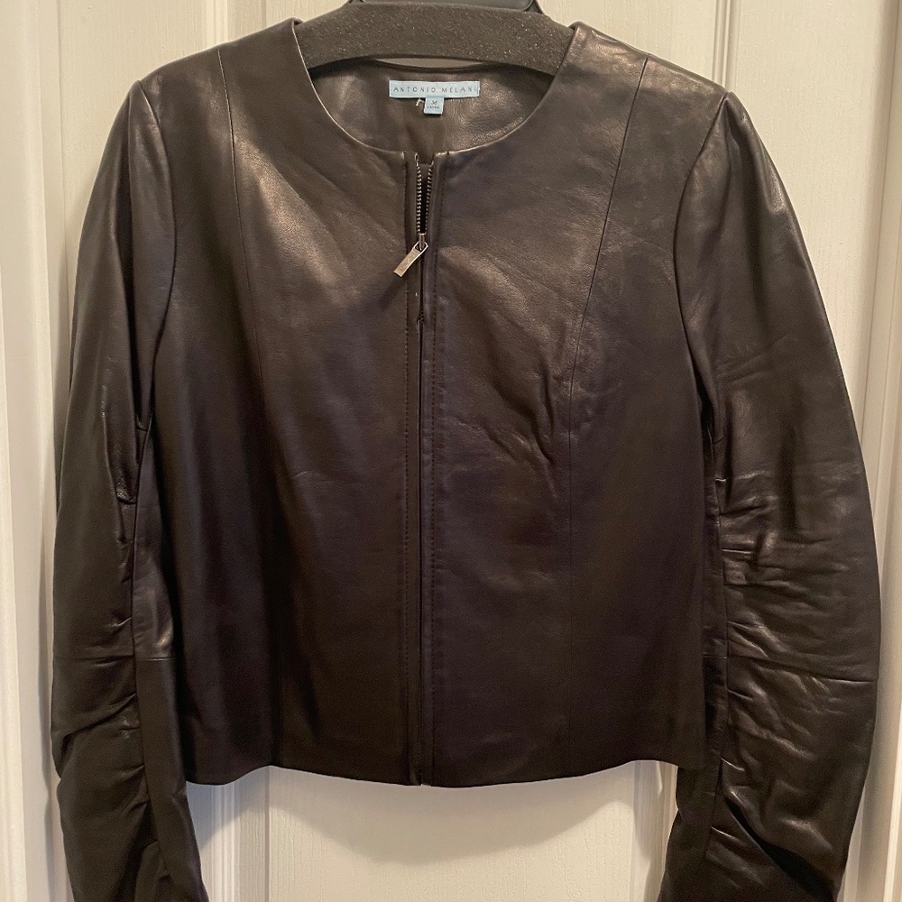 Antontio Melani  black leather jacket size medium